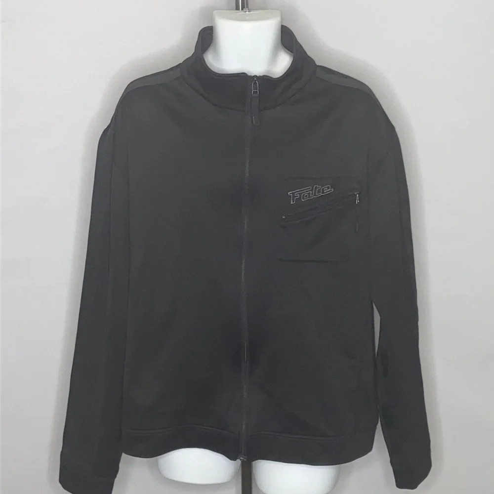 Fate Clothing Lightweight Fleece Lined Black Jacket with Embroidered Logo - XL